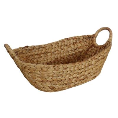 China Sustainable Water Hyacinth Basket Hot Selling Handwoven Handwoven Shopping Laundry With Handle 2021 for sale