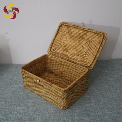 China Sustainable Storage Household Organizing Large Handmade Rattan Box Basket Customized Jewelry Jewelry Gift Party Collection for sale