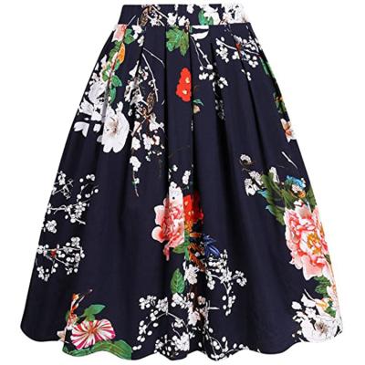 China New Arrival Summer Breathable Skirts Fashion Cotton A Line Pleated Vintage Skirts For Women for sale