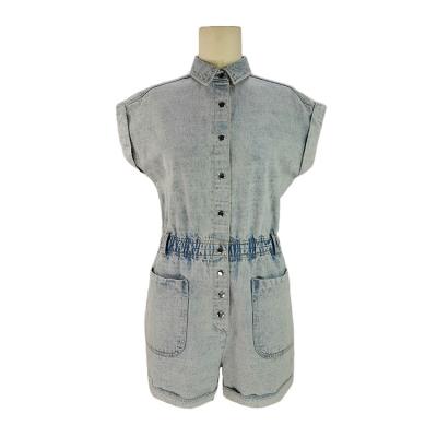 China 100% Breathable Hot Selling Denim Fashion Women Denim Overalls 100% Sleeveless Collar Work Women Overalls/Business Wear for sale