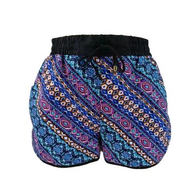 China 2021 New Design Colorful Ethnic Style Casual Soft Looser Waist Ladies QUICK DRY Shorts For Women for sale