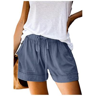 China 2022 Fashion Latest Custom Women's Comfortable Drawstring Waist Breathable Casual Elastic Shorts With Pockets for sale