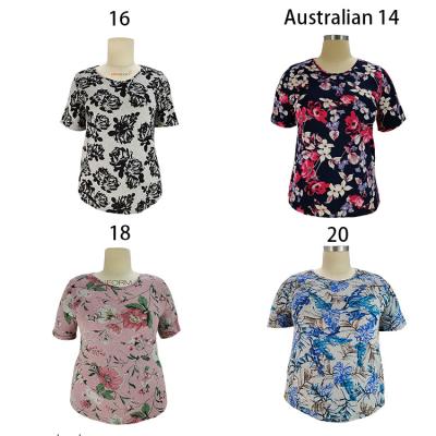 China Summer Elegant Knitted Floral Plus Size Women Tops Breathable Sheath Short Slimy Women Plus Size Blouses for sale