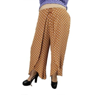 China Plus Size Dots Pleated Full Length Yellow White PLUS Size Pants Print Viscose 2020 New Design For Women High Elastic Waist Casual Odm for sale