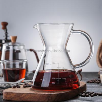 China Heat Resistant Glass Slice Coffee Maker 400ml 500ml Stocked V60 Handmade Coffee Drip Coffee Pot Pour Over Coffee Maker for sale