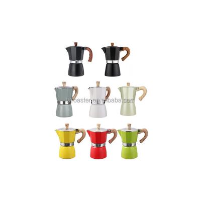 China New Design 3cups 6cups New Design Espresso Coffee Maker Moka Pot Modern Classic Classic Aluminum Stocked Mocha Pot for sale