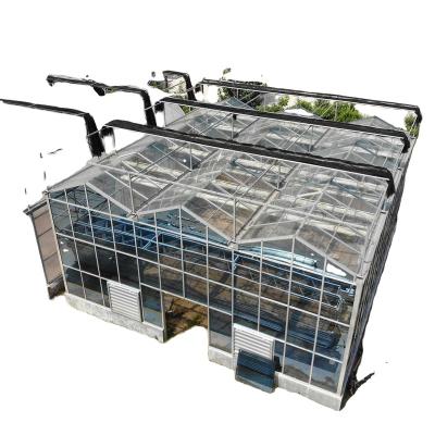 China Glass Agricultural greenhouse multi span steel greenhouse structure with heating system for sale