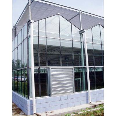 China Multi span glass greenhouse steel frame green house for sale