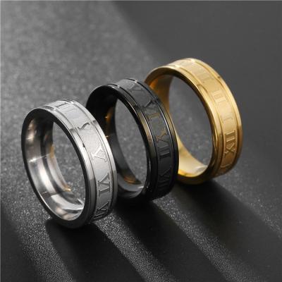 China Fashion 2021 Cheap Fashion Hip Hop Roman Number Male Stainless Steel Punk Ring for sale