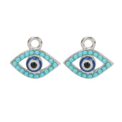 China Diy Alloy Demon Eye Accessories Hollow Rhinestone Turquoise Stone Pendant Accessories for sale