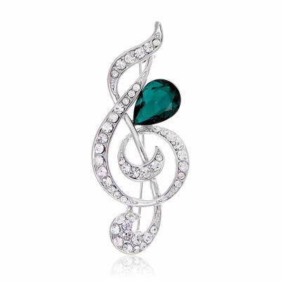 China Fashion Korean Crystal Jewelry Exquisite Fast Delivery Music Symbol Note Rhinestone Brooch For Clothing for sale