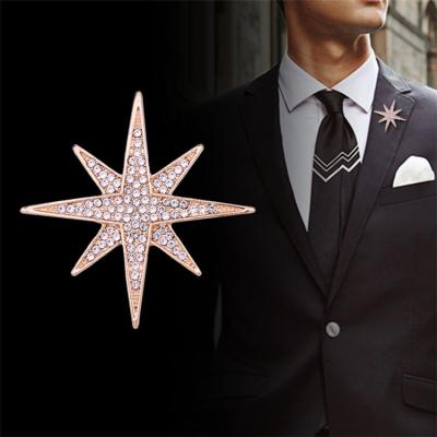 China Simple Fashion Diamond Anise Star Luxury Brooch Pin Simple For Women Men Suits for sale