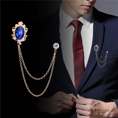 China Wholesale Pin For Men's Vintage Gem Chain Tassel Corsage Designer Suits Simple Brooches for sale