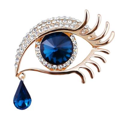 China Fashion Charm Blue Eye Wholesale Brooches Pin Rhinestone Crystal Brooches Women for sale