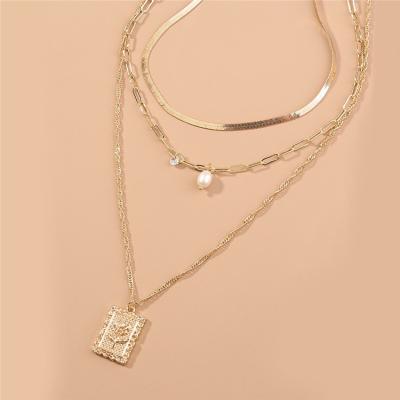 China New Hip Hop Lattice Multilayer Rose Pendant Necklace Hiphop Necklace for sale