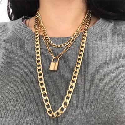 China TRENDY personalized fashion simple exaggerate punk lock pendant necklace jewelry for sale