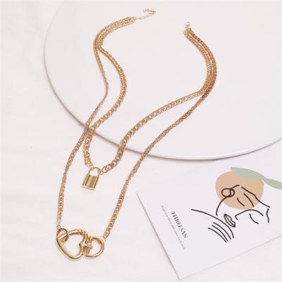 China Personalited Heart Lock Exaggerated Necklace Personalited Necklace Sweater Chain for sale