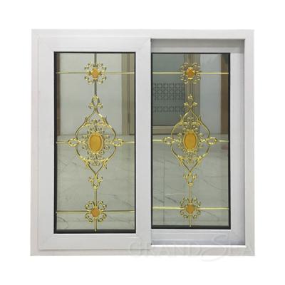 China European Folding Screen Design 2 Track PVC Sliding Window Aluminum Sliding Through Window for sale