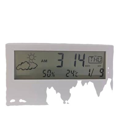 China Minimalist LED Transparent Electronic Alarm Clock Calendar Temperature Humidity Time Display for sale