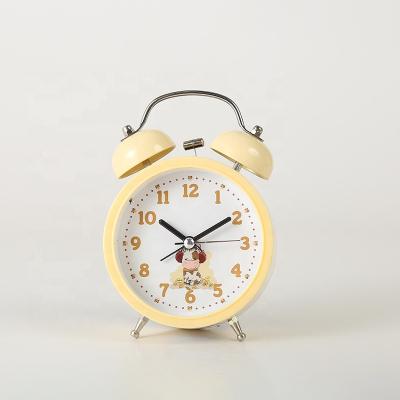 China Cute Minimalist Yellow Cartoon Calf Children Gift 3 Inch Small Silent Table Clock for sale