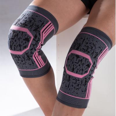 China Adult Fashion High-elastic Nylon Knitted Knee Compression Sleeve Gym Sports Knee Protector for sale