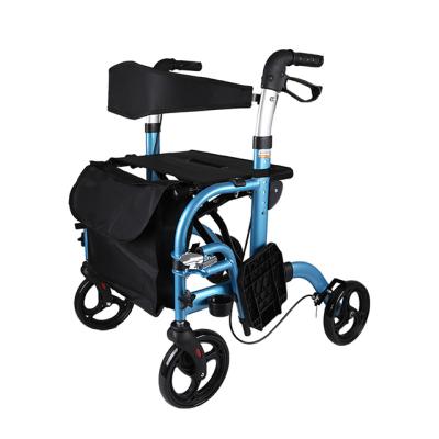 China Aluminum Alloy Sturdy And Stable Four Wheel Foldable Walking Trolley Helper Shopping Cart Home Wheelchair for sale