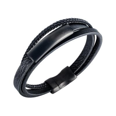 China Wholesale FASHIONABLE Jewelry Men's Fashion 316 Stainless Steel Wrap Bracelet Leather Bracelet, Custom Logo, OEM/ODM for sale