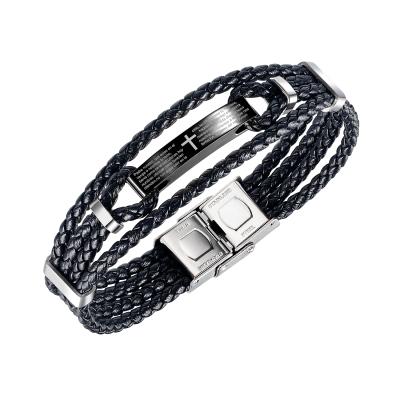 China Fashion 316 Stainless Steel Leather Wrap Bracelet Men's Holy Bile Jewelry FASHIONABLE Wholesale,Custom Logo,OEM/ODM for sale