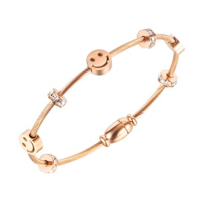 China Stainless Steel Rose Gold Plated Bangle Bracelet for Women, Custom Logo, Factory Wholesale 316 FASHION OEM/ODM for sale