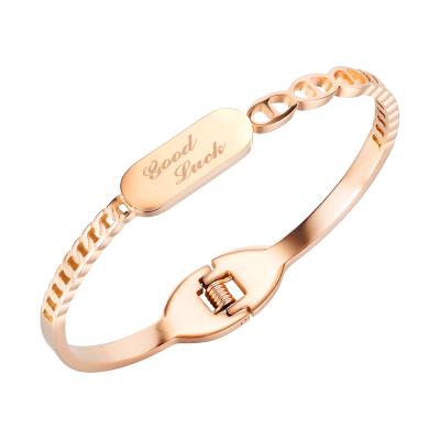 China Factory Wholesale 316 Stainless Steel TRENDY Cute Bangle Bracelets For Jewelry Rose Gold Plated, Custom Logo, Women OEM/ODM for sale