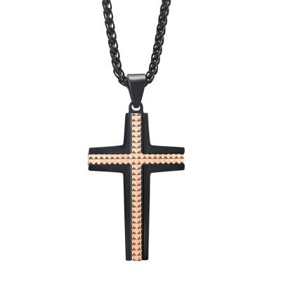 China Fashionable Religious Cross Necklace Stylish Men's Jewelry 316 Stainless Steel Cross Pendant,IP Black Plating,OEM/ODM for sale