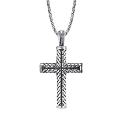 China Stylish Men's Crosses Pendant Jewelry 316 Stainless Steel Religious Cross Necklace,IP Black Plating,OEM/ODM for sale