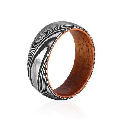 China Damascus Steel Wood Ring Mens Engagement Wedding Bands FASHIONABLE Stylish Designs, Custom Logo, OEM/ODM for sale