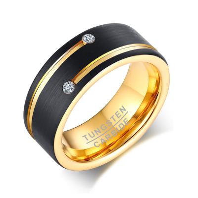 China FASHIONABLE Design Men's Fashion 18K Gold Plated Tungsten Carbide Ring Stylish Man Wedding Ring, Custom Logo, OEM/ODM for sale