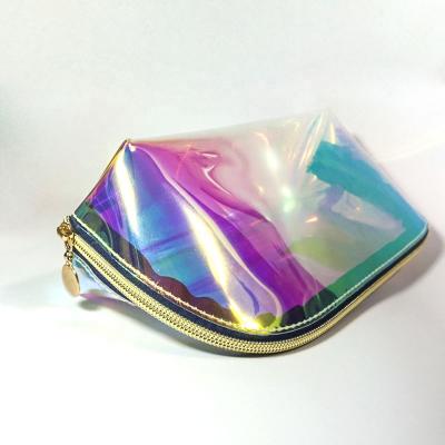 China Hot Selling Fashoion Tpu Zipper Hologram Waterproof High Quality Hologram Makeup Cosmetic Bag for sale