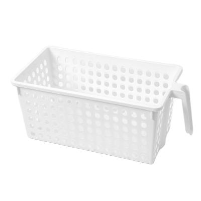 China Sustainable Multifunctional Hollow Medium Fabric Storage Basket Plastic With Handle Vegetable Storage Basket for sale