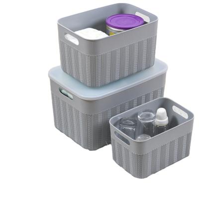 China Viable canvas fabric pp plastic with lid Portable Desk Organizer School Kindergarten Storage Finishing Box for sale