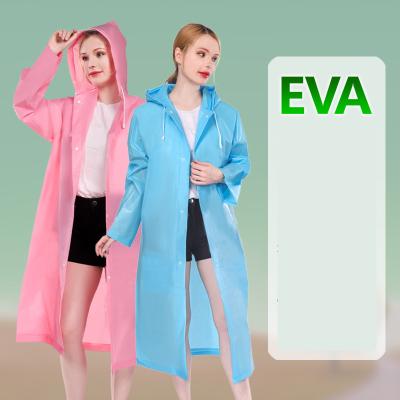 China 100% Waterproof Long Eva Material Raincoat Translucent Rain Coat Adults Outdoor Plastic Raincoat With Plastic Sheath for sale