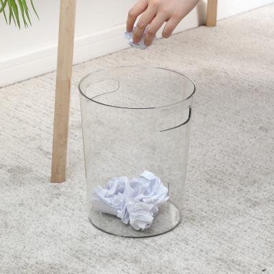 China Sustainable Transparent Trash Bin With Clear Handle Small Waste Paper Bin Plastic Waste Bin Trash Basket for sale