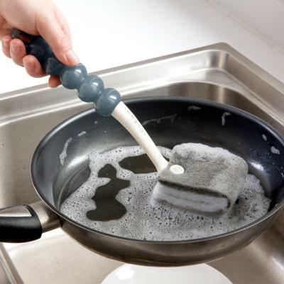 China Sustainable Kitchen Dispensing Pot Dish Cleaning Brush Kitchen Soap Self Dispensing Brush for sale