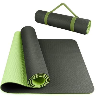 China Yoga Pilate Hot Yoga MUTIGA Gym Exercises Folding Fitness Pilates Mats Logo Printed Non Slip Eco Friendly Tpe Yoga Mat for sale