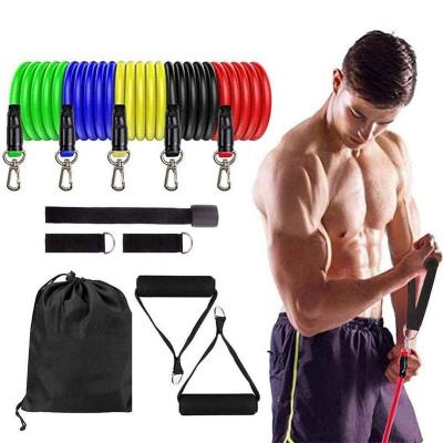 China Gym Fitness Workout Bands MUTIGA 11Piece Elastic Workout Rubber Resistance Band Bar For Exercise for sale