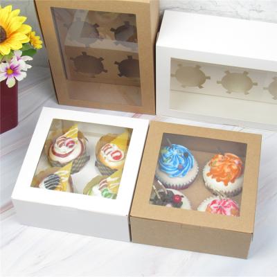 China Disposable Sweet Cup Cake Dessert Paper Boxes Baking Package Dessert Packaging Box Baking Cup Cake Box for sale