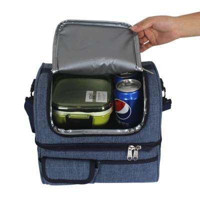 China Factory Direct High Quality Thermal 2 Layers Insulated Lunch Box Bag Oxford Cooler Bag With Lower Price for sale