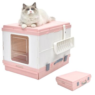 China Cat Litter Box covered and enclosed collapsible high quality viable with lid for sale