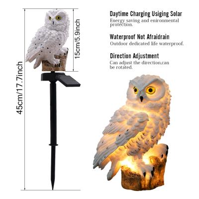 China Owl Landscape Light White Outdoor LED Garden Solar Waterproof Solar Owl Light for sale