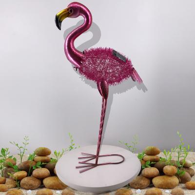 China Art Decor Manufacturer Direct Solar Light Metal Outdoor LED Garden Ornament Flamingo for sale