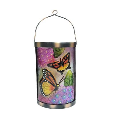 China Solar Garden Butterfly Lantern Hanging Solar Powered Solar Light Solar Garden Light Lantern Outdoor Lighting for sale