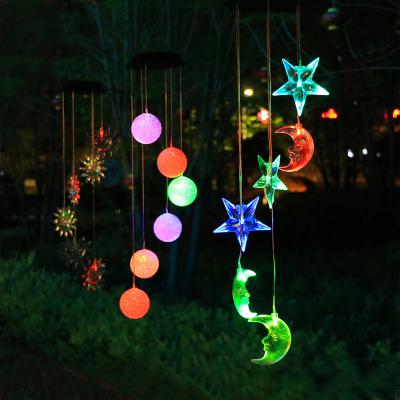 China Garden Solar Wind Bell Lights Decoration Colorful LED Lights Garden Flashing Light Outdoor Waterproof Hanging String for sale