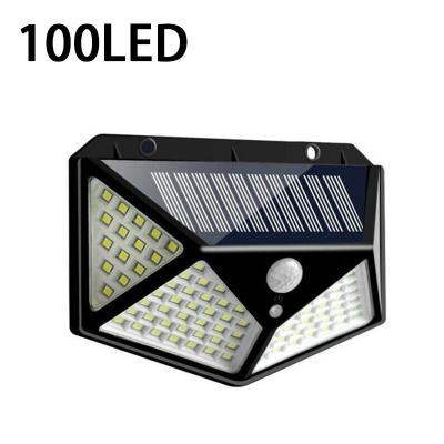 China 100LED Human Body Induction Solar Outdoor Garden Wall Lamp Four Sides Landscape Wall Solar Garden Lamp for sale